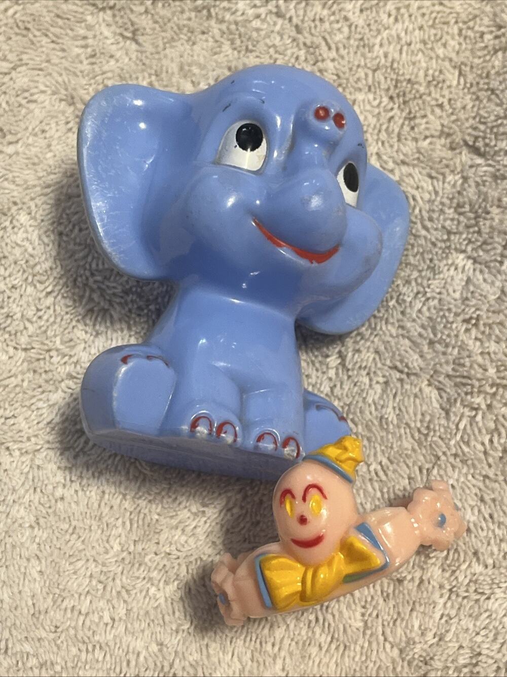 1950's Or 60s Clown Plastic Childs Bracelet W Plastic Elephant